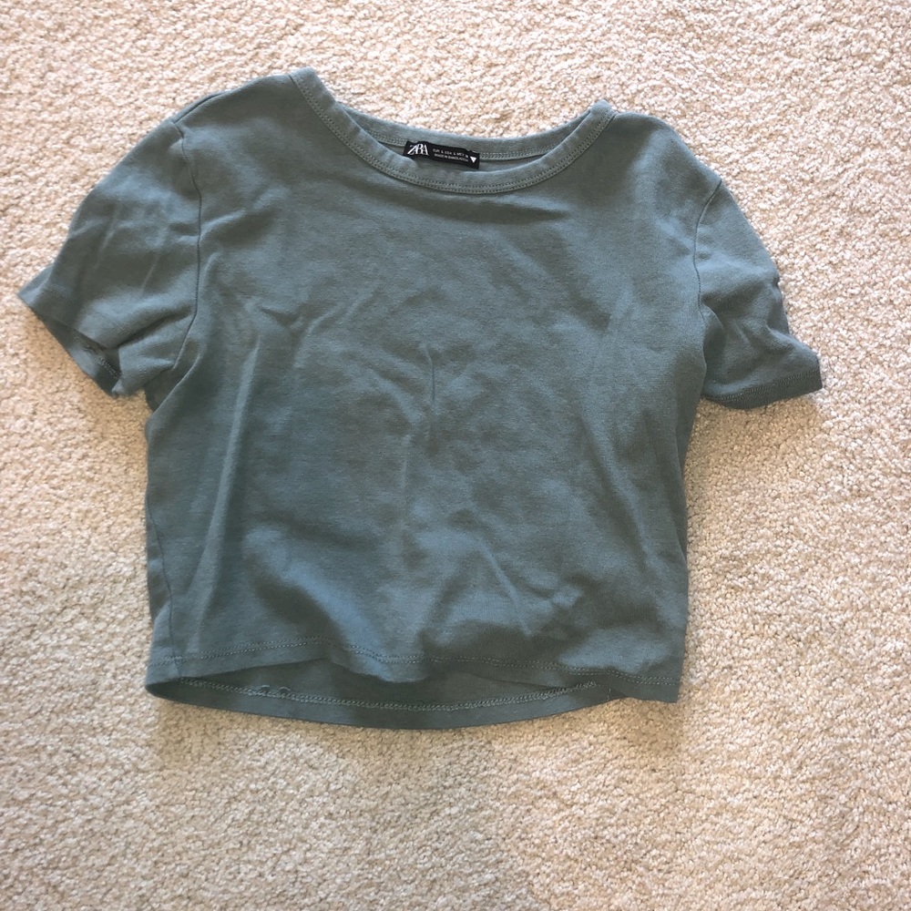 Green Zara crop top